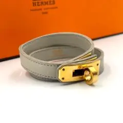 美品】エルメス ケリー レザー ブレスレット ドゥブルトゥール 茶系 