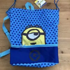 ミニオン ナップサック リュック ブルー ドット柄