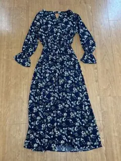 FREE’S MARTフラワープリント マキシワンピース ネイビー