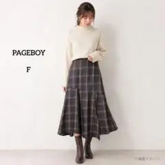 PAGEBOY チェック柄 フレアスカート ロング丈
