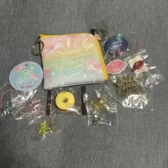 スクエアポーチ ピンバッジ イヤリング ネックレス キーホルダー 小物セット