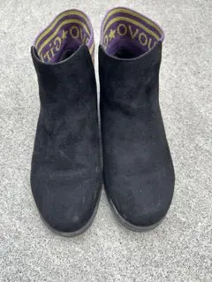 ブーツ 黒いスエードブーツ 21cm