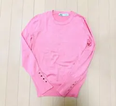 ZARA ピンク 長袖ニット 袖ボタン付き