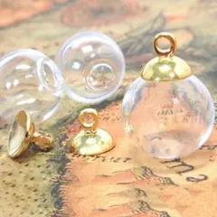 c0132 ガラスドーム ゴールド5個【ガラスボール素材ハンドメイドパーツ】