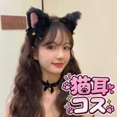 猫耳カチューシャ　レースチョーカー　セット　アニマルコスプレ　ブラック　匿名配送