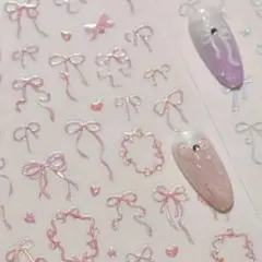 5D ピンク リボン ネイルステッカー