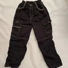 黒 カーゴパンツ ゴムウエスト 裏地あり