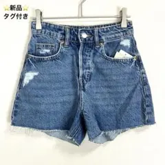 【新品タグ付】H&M デニムショートパンツ EUR32 レディース インディゴのサムネイル