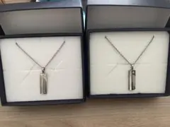 シルバー長方形ペンダントネックレス2個セット