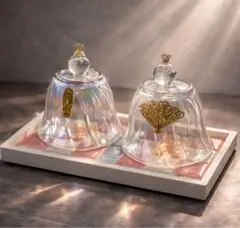 【最終SALE】 2026年新作！ガラス製ひな人形飾り.タイルの台座セット