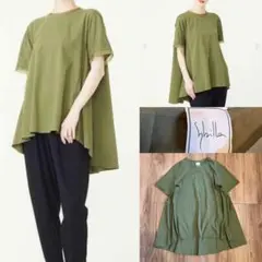 Sybilla シビラ　シフォンドッキングカットソー　カーキ　Mのサムネイル