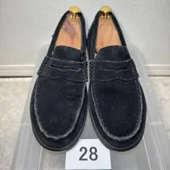 28 コールハーン　ローファー　スエード　黒　7M 25