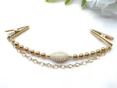 ストールクリップ　デザインビーズ2連のショール留め　スカーフホルダー　ブローチ