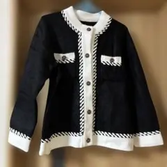 ノーカラージャケット 黒と白　新品
