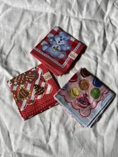 ハンカチセット（クマ・お菓子・マカロン）