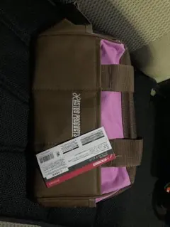 ナイロン収納ポーチ ブラウン/ピンク