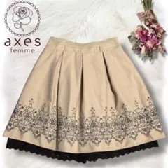 美品 axes femme パネル刺繍デザインフレア スカート　森ガール　姫系