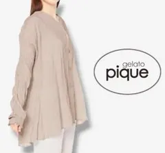 《洗える》gelato piqué＊ワッシャーノーカラーロングシャツのサムネイル