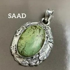 値引き× 美品SAAD グリーンターコイズフェザーペンダントトップ　sv925