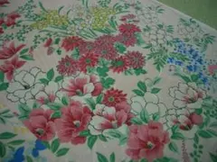 古布正絹はぎれ可愛い花　102㎝　アンティーク着物生地リメイクハンドメイド材料