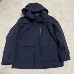 ユニクロ ハイブリッドダウンパーカ ネイビー L