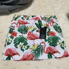 新品　スカート　ゴルフ　L フラミンゴ柄