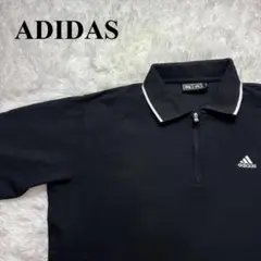 adidas アディダス ハーフジップ ポロシャツ 半袖 L 黒 美品【210】