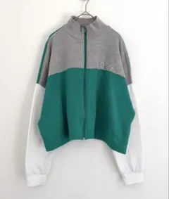 FOREVER21 配色 ジップスウェット 緑 M