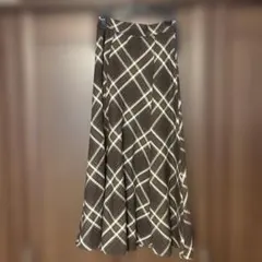 JEANASIS☆ブラウン チェック柄 フレアスカート