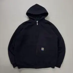 【肉厚】ブラック フェード カーハート フルジップパーカー キルティング