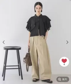 レイヤーフリルショートシャツ 黒 JEANASISのサムネイル