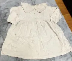 ホワイト フリル襟 長袖ワンピース　130 apres les cours