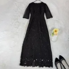 Bou Jeloud　花柄総レース　シアー　７分袖　パーティドレスワンピース