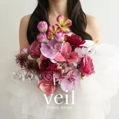 ウェディングブーケ　造花　和装ブーケ　胡蝶蘭　くすみカラー　結婚式　前撮り　挙式