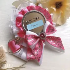 痛ロゼット ロゼット ピンク イニシャル付き