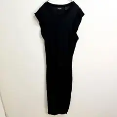 OXFORD オックスフォード ノースリーブタイトニットロングワンピース 黒 8