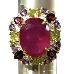 モザンビーク産 天然ルビー9CT ペリドット ロードライトガーネット 