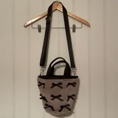 ファーショルダーバック　リボン装飾