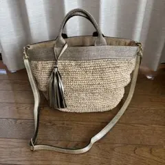 ヴィオラドーロ　VIOLAd’ORO　ラフィアトートM 美品