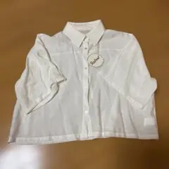 今シーズン♦︎新品♦︎【Rafraf】半袖シアーシャツ　アイボリー　Lサイズのサムネイル