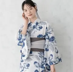 SOUBIEN 浴衣 単品 紺碧の洋花あわせ　Sサイズのサムネイル