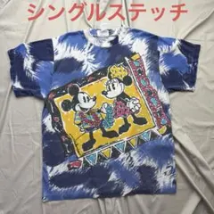 激レア　90s Disney ミッキー　ミニー　総柄 Tシャツ シングルステッチ