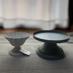 ブリキコンポート花器　ホワイト シャビーグレー