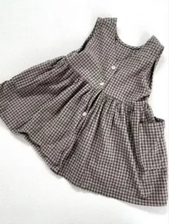 aosta ギンガムチェック　エプロンワンピース　L