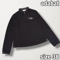 【adabat 】ゴルフウェア 長袖ハーフジップ 胸元刺繍ロゴ プルオーバー 黒