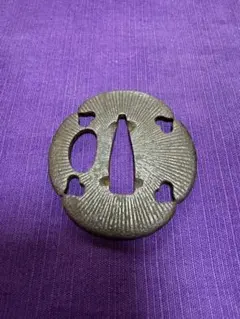 鍔 無銘 二階菱車透図 鉄鐔 拵 日本刀 刀装具 骨董 古美術 江戸時代