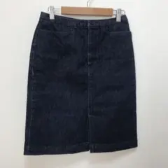 ユニクロ デニム ひざ丈スカート ネイビー S相当