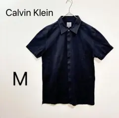 Calvin Klein 黒半袖ポロシャツM 襟付きチャック ゴルフウェアにも