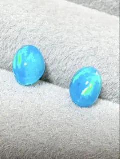 ブルーカラーオパール ピアス サージカルステンレス K18メッキ Mサイズ
