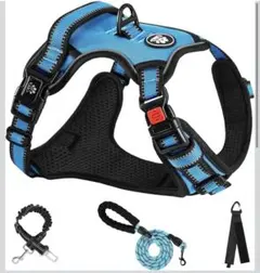 犬用ハーネス＆リードセット Sサイズ 反射付き 安全ベルト付き 小型犬 中型犬